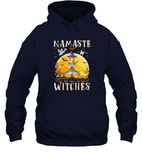 Load image into Gallery viewer, Womens Namaste Witches Love And Light Yoga with Moon Halloween Gift Unisex Hooded Sweatshirt