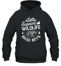 Load image into Gallery viewer, Support Wildlife Raise Boys T shirt Mom Dad Mother Unisex Hooded Sweatshirt