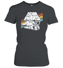 Load image into Gallery viewer, Star Wars Millennium Falcon Retro Rainbow Stripe Women Cotton T-Shirt
