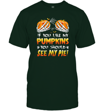 Load image into Gallery viewer, Womens If You Like My Pumpkins You Should See My Pie Halloween Boob Men Cotton T-Shirt