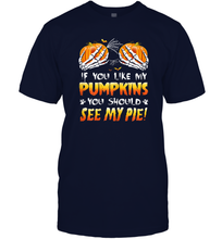 Load image into Gallery viewer, Womens If You Like My Pumpkins You Should See My Pie Halloween Boob Men Cotton T-Shirt