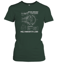 Load image into Gallery viewer, Star Wars Millennium Falcon Grey Schematics Graphic Women Cotton T-Shirt