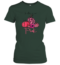 Load image into Gallery viewer, Womens In October We Wear Pink Pumpkin Breast Cancer Halloween Women Cotton T-Shirt
