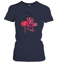 Load image into Gallery viewer, Womens In October We Wear Pink Pumpkin Breast Cancer Halloween Women Cotton T-Shirt