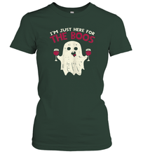 Load image into Gallery viewer, Womens Im Just Here For The Boos Funny Ghost Halloween Wine Lover Women Cotton T-Shirt