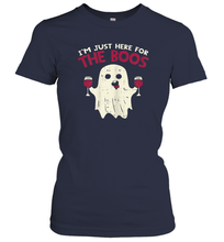 Load image into Gallery viewer, Womens Im Just Here For The Boos Funny Ghost Halloween Wine Lover Women Cotton T-Shirt