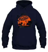 Load image into Gallery viewer, Disney Lion King Hakuna Matata Trio Orange Sunset Silhouette Premium Unisex Hooded Sweatshirt