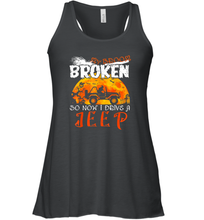 Load image into Gallery viewer, Womens My Broom Broke So Now I Drive A Jeep Funny Witch Halloween Gift Women Racerback Tank