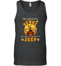 Load image into Gallery viewer, Womens My Broom Broke So Now I Drive A Jeep Funny Witch Halloween Men Cotton Tank Top