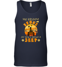 Load image into Gallery viewer, Womens My Broom Broke So Now I Drive A Jeep Funny Witch Halloween Men Cotton Tank Top