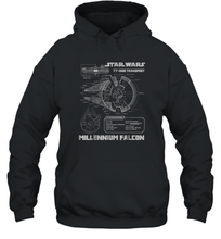 Load image into Gallery viewer, Star Wars Millennium Falcon Grey Schematics Graphic Unisex Hooded Sweatshirt