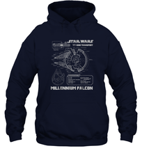 Load image into Gallery viewer, Star Wars Millennium Falcon Grey Schematics Graphic Unisex Hooded Sweatshirt