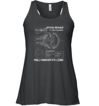 Load image into Gallery viewer, Star Wars Millennium Falcon Grey Schematics Graphic Women Racerback Tank
