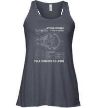 Load image into Gallery viewer, Star Wars Millennium Falcon Grey Schematics Graphic Women Racerback Tank