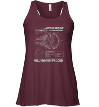 Load image into Gallery viewer, Star Wars Millennium Falcon Grey Schematics Graphic Women Racerback Tank
