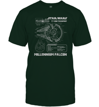 Load image into Gallery viewer, Star Wars Millennium Falcon Grey Schematics Men Cotton T-Shirt