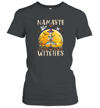 Load image into Gallery viewer, Womens Namaste Witches Love And Light Yoga with Moon Halloween Gift Women Cotton T-Shirt