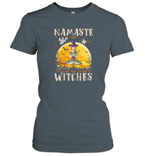Load image into Gallery viewer, Womens Namaste Witches Love And Light Yoga with Moon Halloween Gift Women Cotton T-Shirt