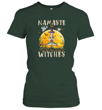 Load image into Gallery viewer, Womens Namaste Witches Love And Light Yoga with Moon Halloween Gift Women Cotton T-Shirt