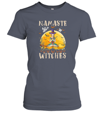 Load image into Gallery viewer, Womens Namaste Witches Love And Light Yoga with Moon Halloween Gift Women Cotton T-Shirt