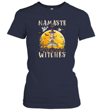 Load image into Gallery viewer, Womens Namaste Witches Love And Light Yoga with Moon Halloween Gift Women Cotton T-Shirt