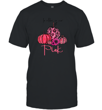 Load image into Gallery viewer, Womens In October We Wear Pink Pumpkin Breast Cancer Halloween Men Cotton T-Shirt