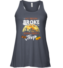 Load image into Gallery viewer, Womens My Broom Broke Now I Drive A Jeep Shirt Halloween Witch Gift Women Racerback Tank